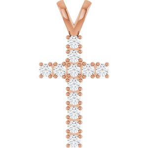 14K Rose Gold 1/2 CTW Natural Diamond Cross Pendant