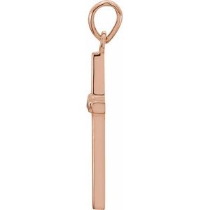 14K Rose Gold Natural Ruby Cross Pendant