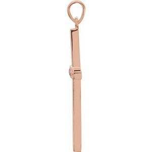 14K Rose Gold Natural Ruby Cross Pendant