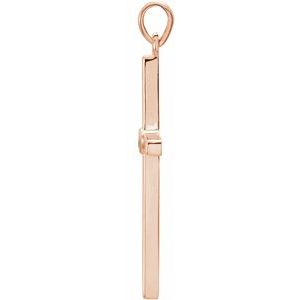 14K Rose Gold Natural Emerald Cross Pendant