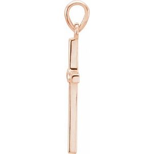 14K Rose Gold Natural Emerald Cross Pendant