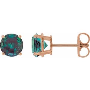 14K Rose Gold 6 mm Lab-Grown Alexandrite Earrings