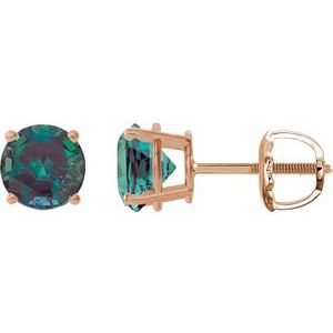 14K Rose Gold 6 mm Lab-Grown Alexandrite Earrings