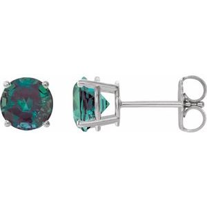 14K White Gold 6 mm Lab-Grown Alexandrite Earrings