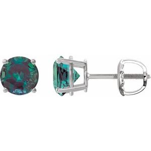 Platinum 8 mm Lab-Grown Alexandrite Earrings