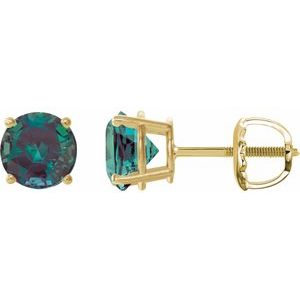 14K Yellow Gold 8 mm Lab-Grown Alexandrite Earrings