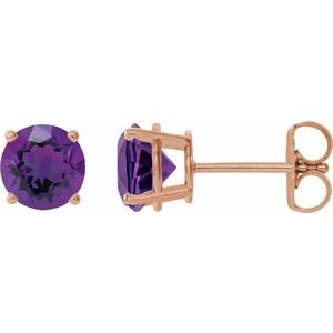 14K Rose Gold 7 mm Natural Amethyst Earrings