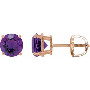 14K Rose Gold 7 mm Natural Amethyst Earrings