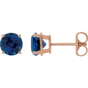 14K Rose Gold 6 mm Lab-Grown Blue Sapphire Earrings