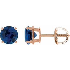 14K Rose Gold 8 mm Lab-Grown Blue Sapphire Earrings