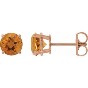 14K Rose Gold 6 mm Natural Citrine Earrings