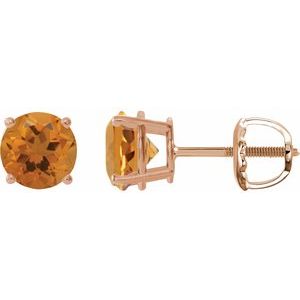 14K Rose Gold 6 mm Natural Citrine Earrings