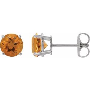 Sterling Silver 6 mm Natural Citrine Earrings