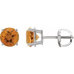 Platinum 7 mm Natural Citrine Earrings