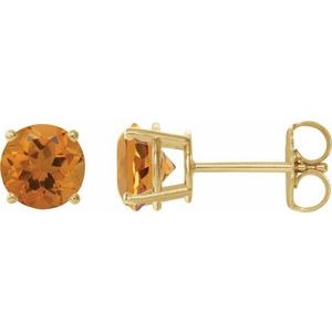 14K Yellow Gold 8 mm Natural Citrine Earrings