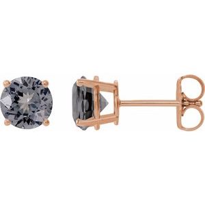 14K Rose Gold 6 mm Natural Gray Spinel Earrings
