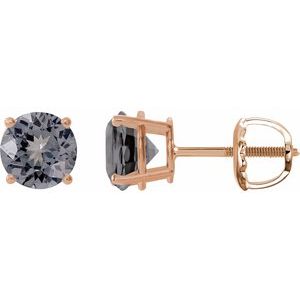 14K Rose Gold 6 mm Natural Gray Spinel Earrings
