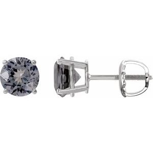 Platinum 6 mm Natural Gray Spinel Earrings