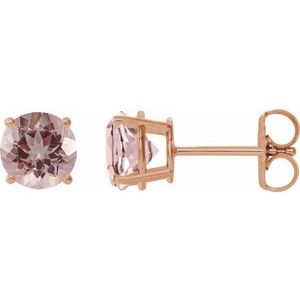 14K Rose Gold 6 mm Natural Pink Morganite Earrings