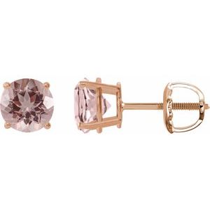 14K Rose Gold 6 mm Natural Pink Morganite Earrings