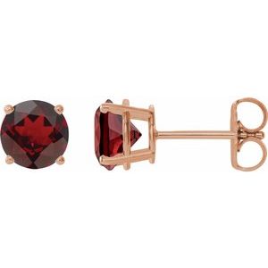 14K Rose Gold 8 mm Natural Mozambique Garnet Earrings