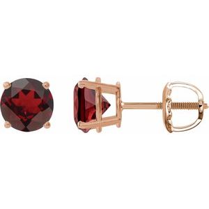 14K Rose Gold 6 mm Natural Mozambique Garnet Earrings