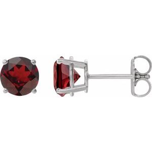 14K White Gold 6 mm Natural Mozambique Garnet Earrings