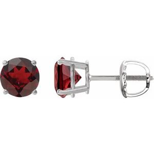 Platinum 7 mm Natural Mozambique Garnet Earrings