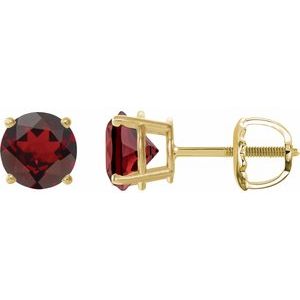 14K Yellow Gold 6 mm Natural Mozambique Garnet Earrings