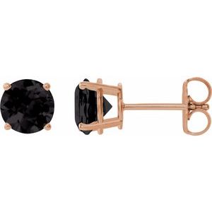14K Rose Gold 8 mm Natural Black Onyx Earrings