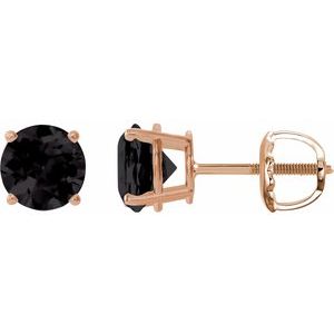 14K Rose Gold 6 mm Natural Black Onyx Earrings