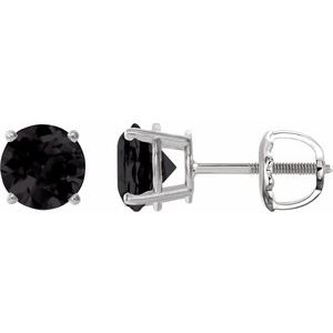 Sterling Silver 8 mm Natural Black Onyx Earrings