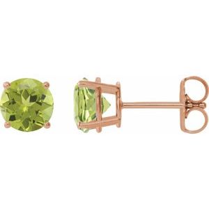 14K Rose Gold 6 mm Natural Peridot Earrings