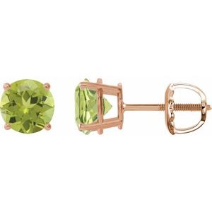 14K Rose Gold 8 mm Natural Peridot Earrings