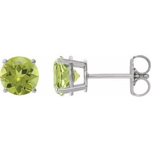Sterling Silver 6 mm Natural Peridot Earrings