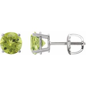 Sterling Silver 6 mm Natural Peridot Earrings