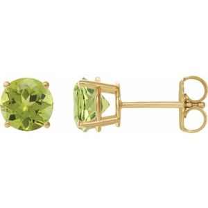 14K Yellow Gold 8 mm Natural Peridot Earrings