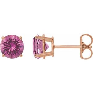 14K Rose Gold 7 mm Lab-Grown Pink Sapphire Earrings