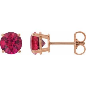 14K Rose Gold 8 mm Lab-Grown Ruby Earrings
