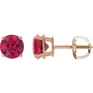 14K Rose Gold 6 mm Lab-Grown Ruby Earrings