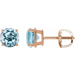 14K Rose Gold 7 mm Natural Sky Blue Topaz Earrings