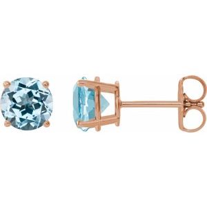 14K Rose Gold 7 mm Natural Sky Blue Topaz Earrings