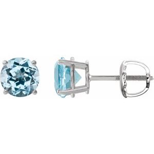 Platinum 7 mm Natural Sky Blue Topaz Earrings