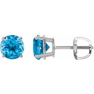 Sterling Silver 7 mm Natural Swiss Blue Topaz Earrings