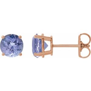 14K Rose Gold 7 mm Natural Tanzanite Earrings