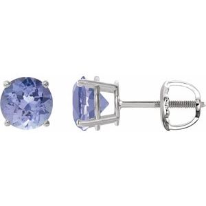 Platinum 7 mm Natural Tanzanite Earrings