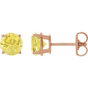 14K Rose Gold 8 mm Lab-Grown Yellow Sapphire Earrings