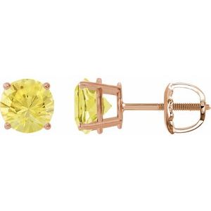 14K Rose Gold 8 mm Lab-Grown Yellow Sapphire Earrings