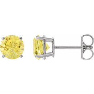 Sterling Silver 7 mm Lab-Grown Yellow Sapphire Earrings