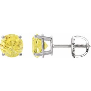 14K White Gold 8 mm Lab-Grown Yellow Sapphire Earrings